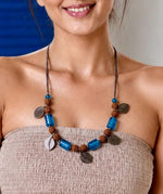 Indigo River Glass & Leaf Necklace