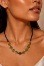 Rehana Brass Disc Black Bead Necklace Set