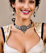 Noor Oxidised Silver Coin Pendant Necklace Set