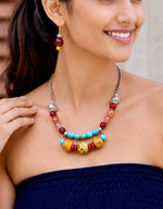 Farah Two-Layer Turquoise & Coral Bead Necklace Set
