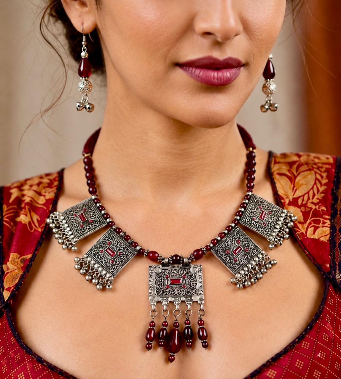 Maharani Filigree Panel Tribal Necklace