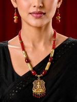 Zarina Antique Gold Buddha Pendant Necklace Set