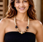 Kaanti Wood and Bone Beaded Tribal Boho Necklace for Women