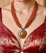 Amber Carnelian Seed Bead Multi-Strand Necklace — handcrafted ethnic necklace India by HeerMaya