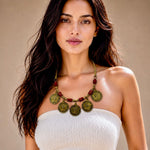 Antique Brass Queen Coin Red Bead Necklace — handcrafted ethnic necklace India by HeerMaya