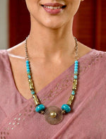 Mahira Turquoise & Gold Spiral Pendant Necklace