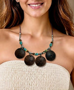 Driftwood & Turquoise Disc Necklace