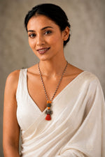 Yasmin Tricolour Cord Tassel Pendant Necklace