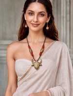 Gauri Dhokra Brass Bull Pendant Tribal Necklace Set for Women