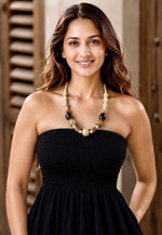 Kaanti Wood and Bone Beaded Tribal Boho Necklace for Women