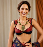 Meenakari Green Enamel Kundan Teardrop Necklace
