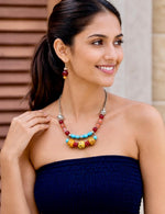 Farah Two-Layer Turquoise & Coral Bead Necklace Set