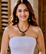 Kaveri Black Onyx Dhokra Brass Pendant Tribal Necklace Set for Women