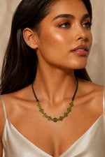Rehana Brass Disc Black Bead Necklace Set