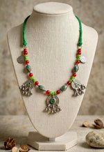 Meadow Bloom Green Coral Tribal Necklace