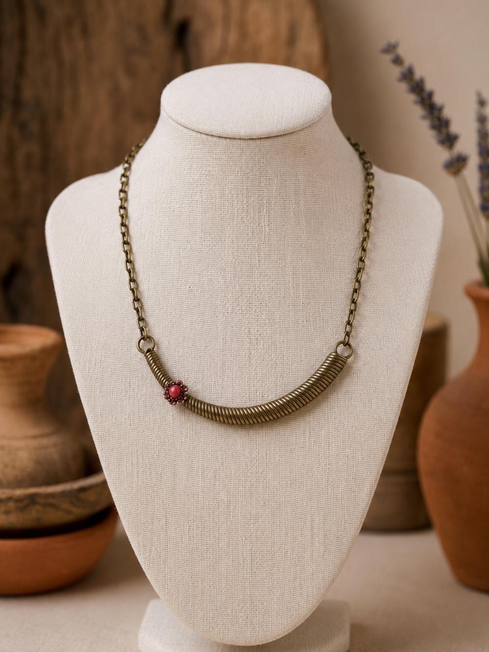 Tora Coiled Brass Collar Necklace