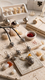 Oxidised Silver Filigree Dome Amber Bead Necklace