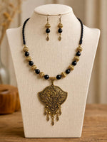 Tanmay Afghan Kuchi Antique Gold Shield Pendant Necklace Set for Women