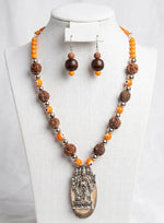 Dilnaz Rudraksha & Ganesha Pendant Necklace Set