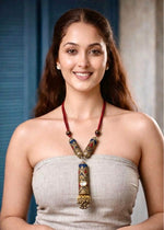 Nomadic Embroidered Cylinder Tribal Necklace