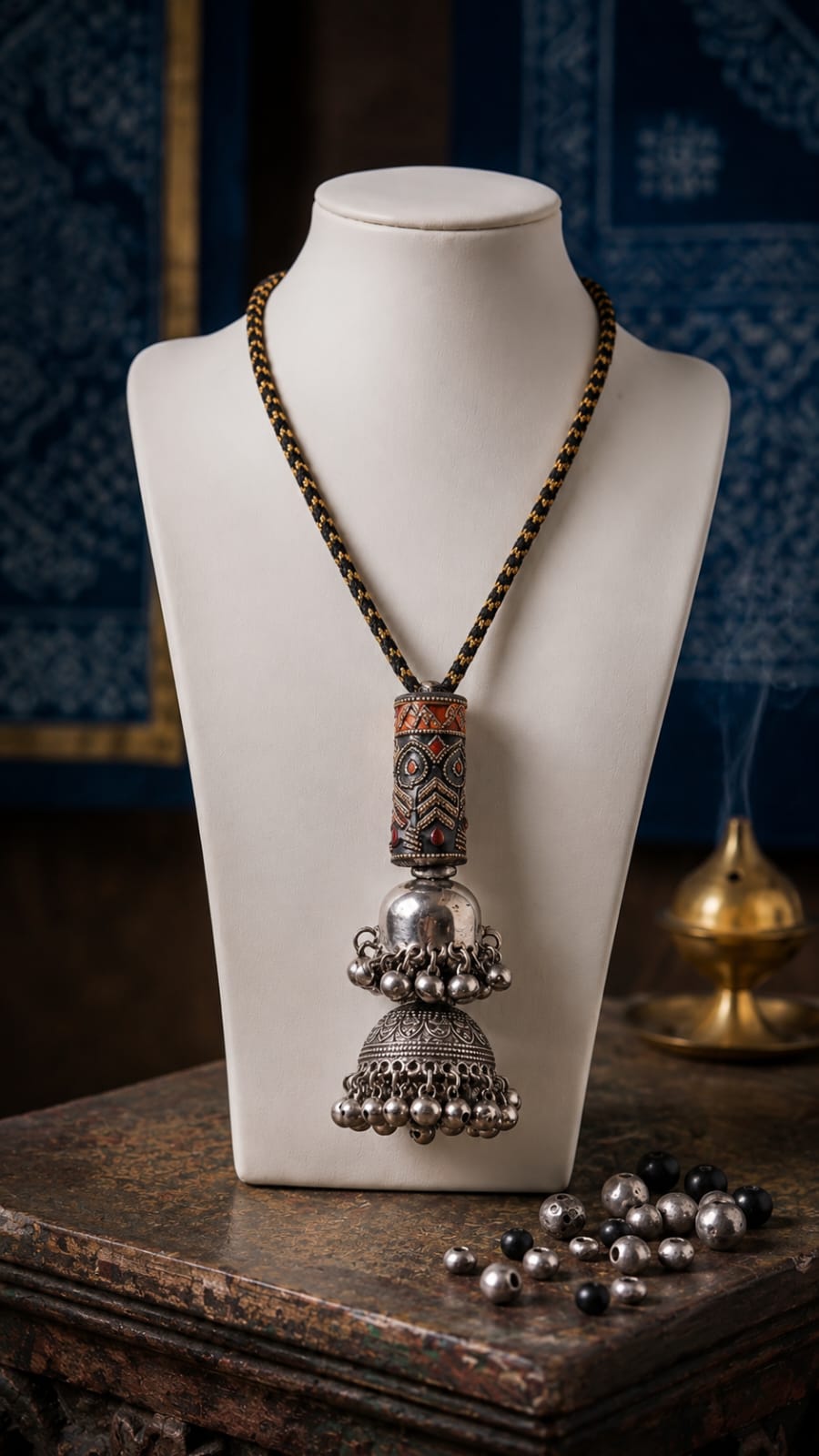 Ghungroo Dome Amulet Cylinder Necklace