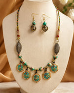 Firoza Turquoise Hexagon Banjara Tribal Necklace Set for Women