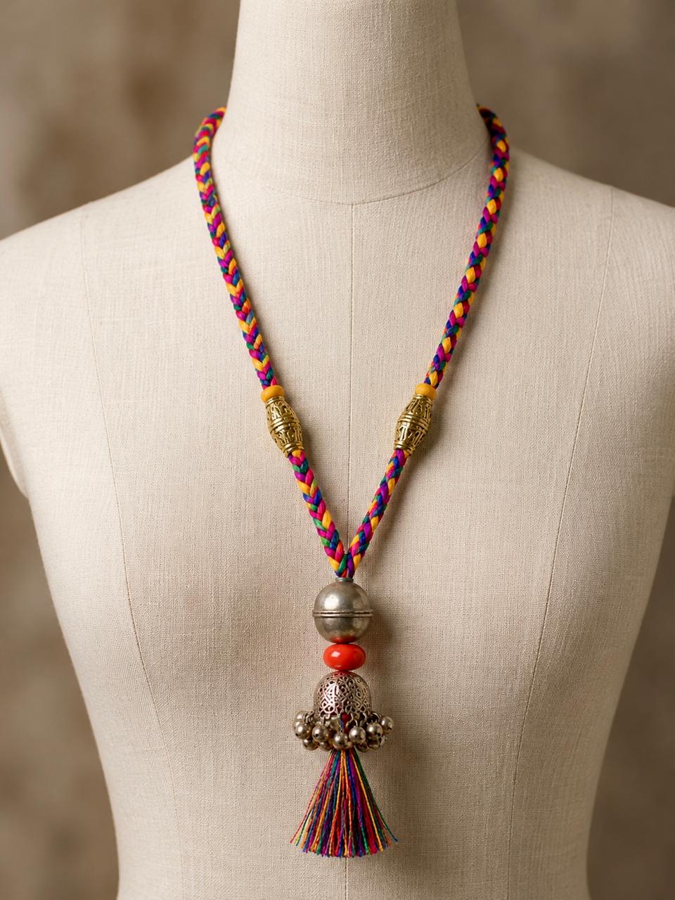 Ayat Multicolour Thread Tassel Pendant Necklace