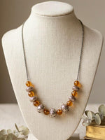 Firdaus Amber Glass & Oxidised Silver Bead Necklace