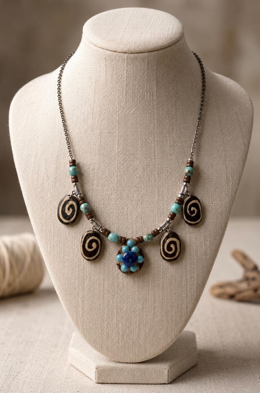 Nilgiri Spiral Turquoise Charm Necklace