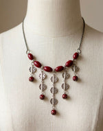 Oxidised Disc Fringe Maroon Bead Necklace