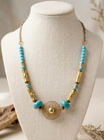 Mahira Turquoise & Gold Spiral Pendant Necklace