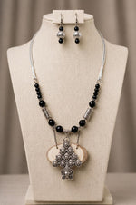 Gulnaar Oxidised Silver Filigree Bead Necklace Set