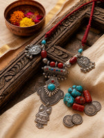Afghan Tribal Owl Amulet Multistone Necklace