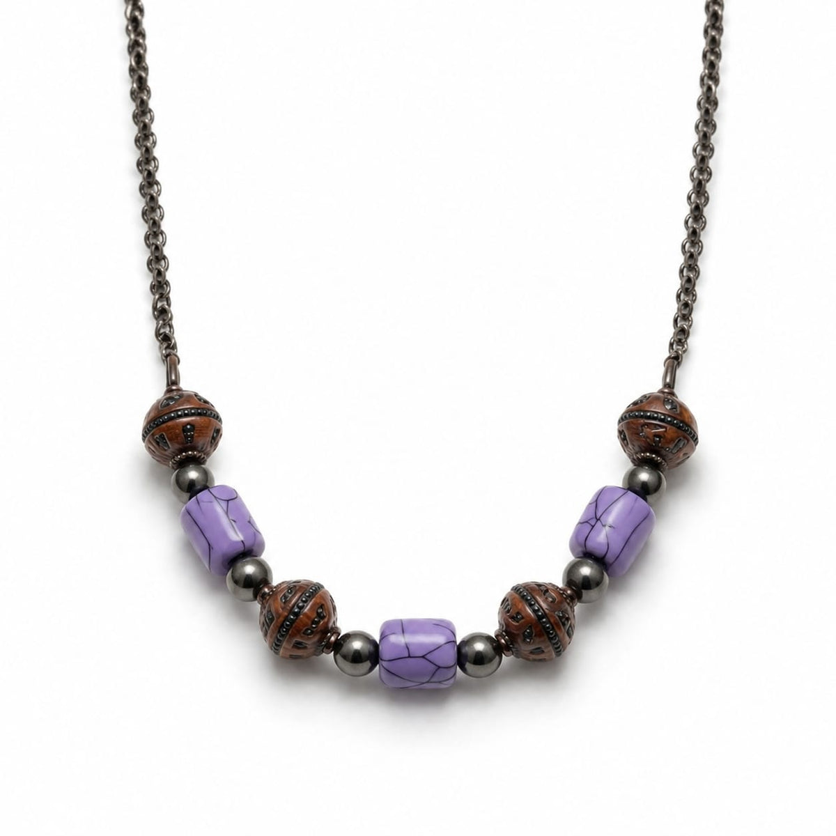 Shireen Purple Howlite & Carved Bead Necklace