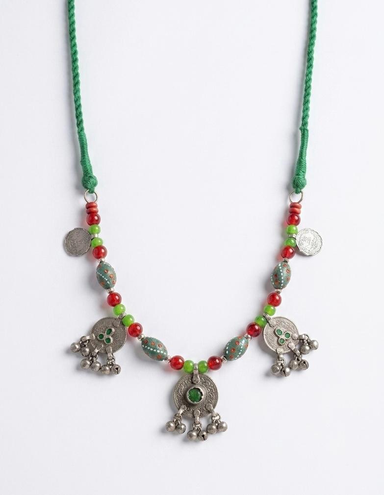 Meadow Bloom Green Coral Tribal Necklace