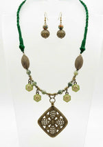 Zohra Dhokra Brass Filigree Pendant Tribal Necklace Set for Women