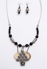 Gulnaar Oxidised Silver Filigree Bead Necklace Set