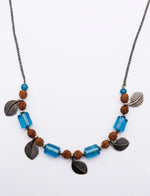 Indigo River Glass & Leaf Necklace