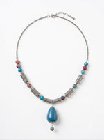 Zeenat Turquoise Drop Oxidised Silver Necklace