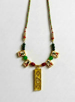 Dhokra and meenakari peacock pendant necklace for women by HeerMaya, handcrafted tribal jewellery
