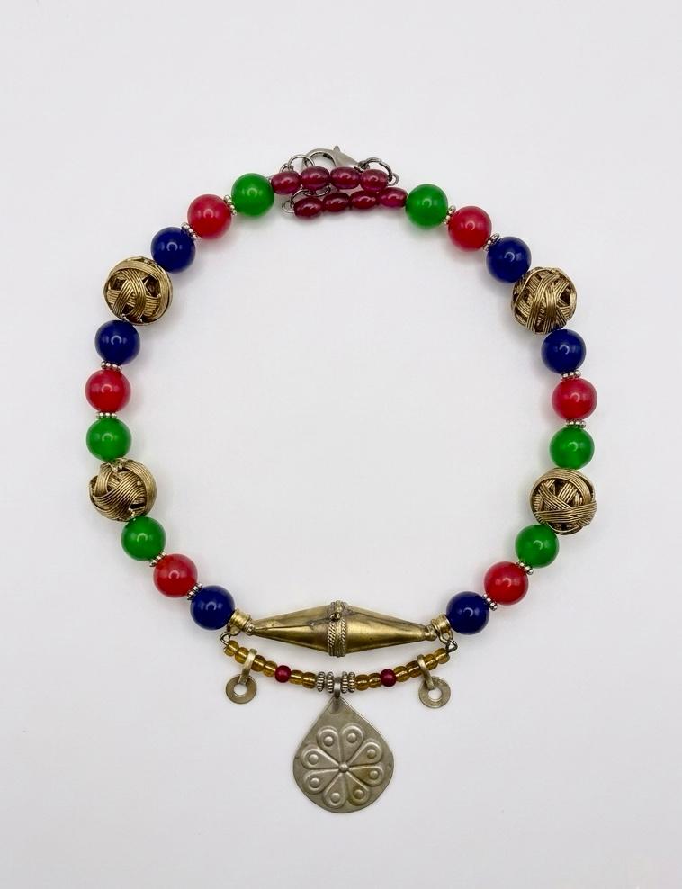 Shabana Multicolour Bead & Coin Drop Necklace