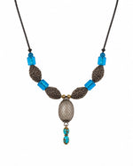 Sitara Blue Glass & Silver Filigree Necklace