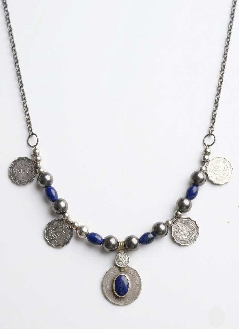 Roohi Lapis & Silver Coin Pendant Necklace