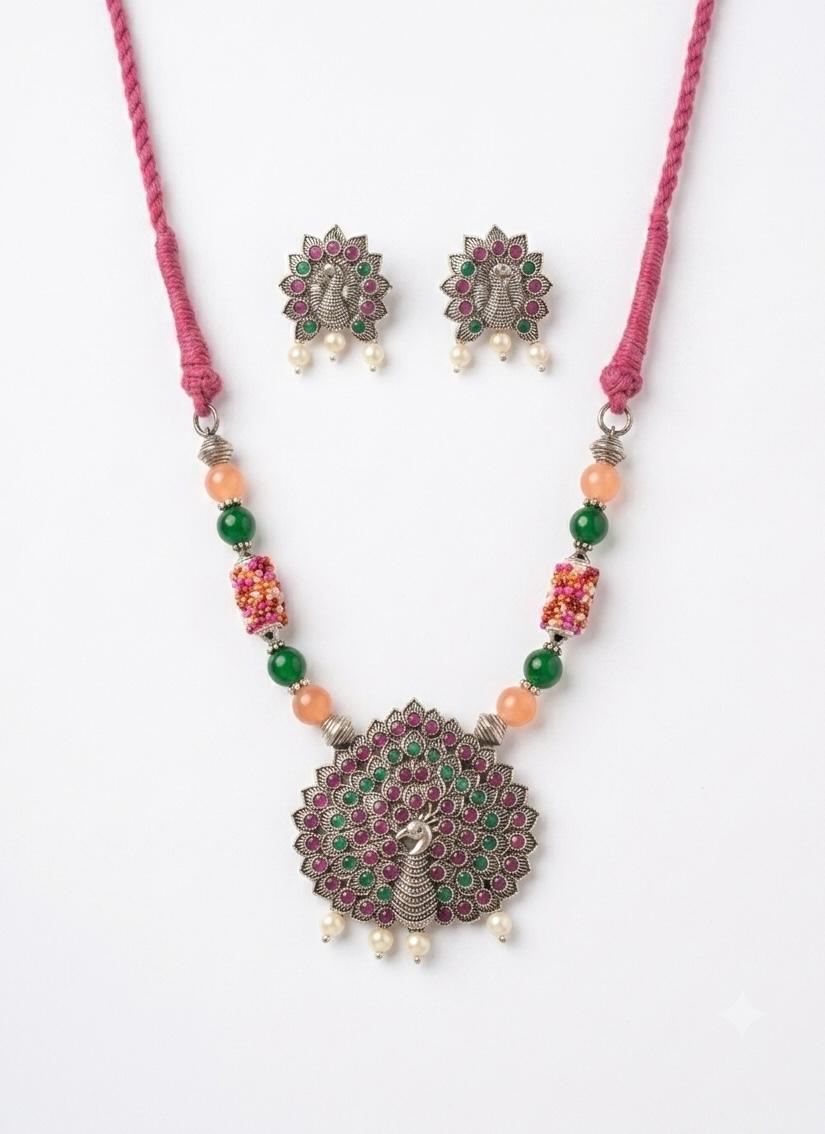 Sharmeen Kemp Peacock Pendant Necklace Set