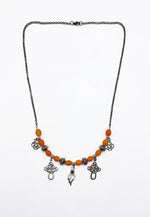 Celtic Knot Amber Glass Necklace
