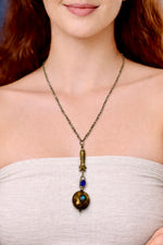 Golden Fish & Globe Pendant Necklace