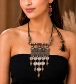 Dual-Tone Mandir Charm Necklace Set