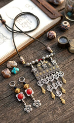 Dual-Tone Mandir Charm Necklace Set