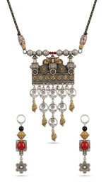 Dual-Tone Mandir Charm Necklace Set