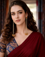 Kashmiri Dejhoor Pearl Chain Earrings